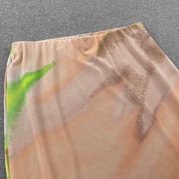 AFRM Skirt Size XS Lime Green Ombre Mesh Midi Pull On Stretchy Psychedelic Retro - Picture 9 of 14